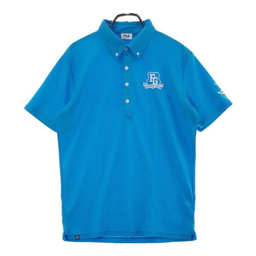 FILA GOLF フィラゴルフ 半袖ポロシャツ ブロック柄 ブルー系 サイズ