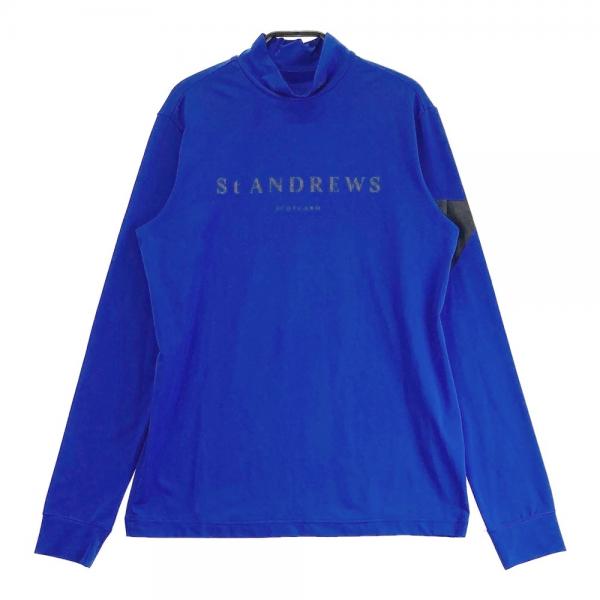サイズ：L ST ANDREWS セントアンドリュース  フロントロゴ ハイネック長袖Tシャツ  ブルー系 [240101429932] ゴルフウェア レディース ストスト ST ANDREWS セントアンドリュース フロントロゴ ハイネック長袖T