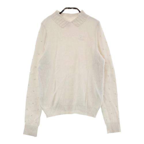 ARCHIVIO アルチビオ ウール混 長袖ニットセーター プリント ネイビー