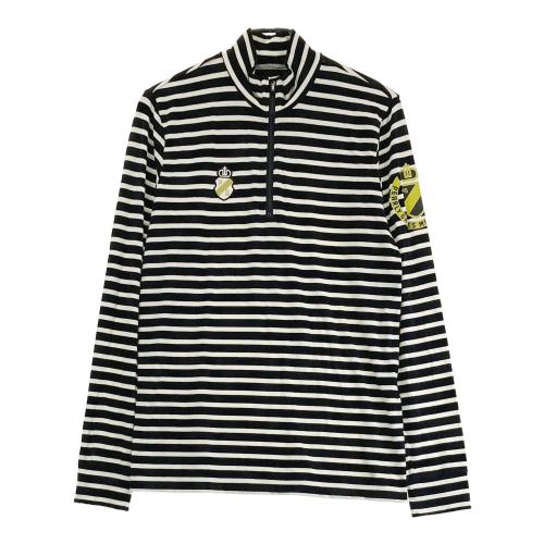 サイズ：5 PEARLY GATES パーリーゲイツ  ハーフジップ長袖Tシャツ ボーダー柄 ネイビー系 [240101371890] ゴルフウェア メンズ ストスト PEARLY GATES パーリーゲイツ ハーフジップ長袖Tシャツ ボーダー