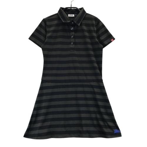 FILA GOLF フィラゴルフ 半袖ポロ ワンピース ボーダー柄 ネイビー系
