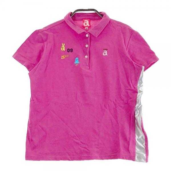 ピンク 刺繍入り ポロシャツ Malbon レディース ゴルフシャツ