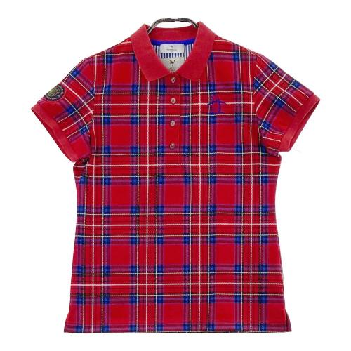 サイズ：L MUNSING WEAR マンシングウェア  半袖ポロシャツ チェック柄 レッド系 [240101415777] ゴルフウェア メンズ ストスト MUNSING WEAR マンシングウェア ; 半袖ポロシャツ チェック柄