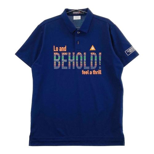 サイズ：M LE COQ GOLF ルコックゴルフ  半袖ポロシャツ ペイント プリント  ネイビー系 [240101413162] ゴルフウェア メンズ ストスト LE COQ GOLF ルコックゴルフ 半袖ポロシャツ ペイント プリント