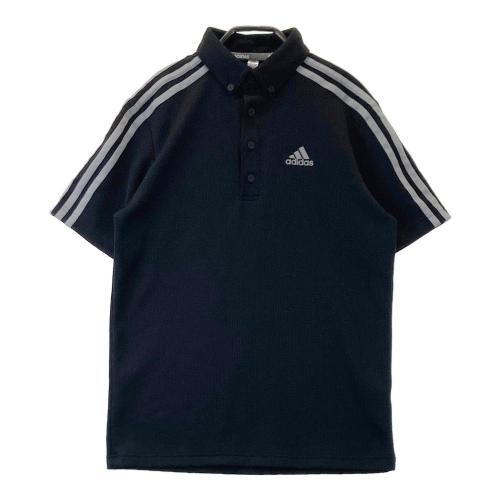 サイズ：M ADIDAS GOLF アディダスゴルフ 2024年モデル IT0924 半袖ポロシャツ ボタンダウン  ブラック系 [240101435431] ゴルフウェア メンズ ストスト ADIDAS GOLF アディダスゴルフ 2024年モデル IT0924 半袖