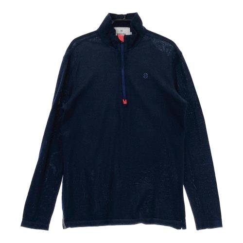 サイズ：M BRIEFING GOLF ブリーフィング  ウール ハーフジップ 長袖Tシャツ  ネイビー系 [240101432720] ゴルフウェア メンズ ストスト BRIEFING GOLF ブリーフィング ウール ハーフジップ 長袖Tシャツ