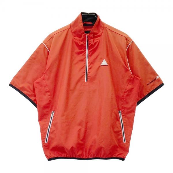 サイズ：L LE COQ GOLF ルコックゴルフ  ハーフジップ 半袖ブルゾン  レッド系 [240101432962] ゴルフウェア メンズ ストスト LE COQ GOLF ルコックゴルフ ハーフジップ 半袖ブルゾン レッド