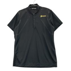 Srixon ブラックポロシャツ ゴルフウェア SRIXON 【超美品】スリクソン 半袖ポロシャツ 黒 ロゴ白 千鳥柄