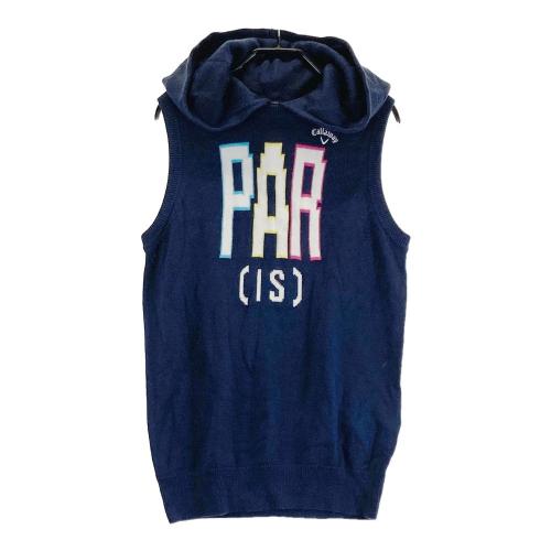 CALLAWAY キャロウェイ フード付 ニットベスト ウール混 ネイビー系