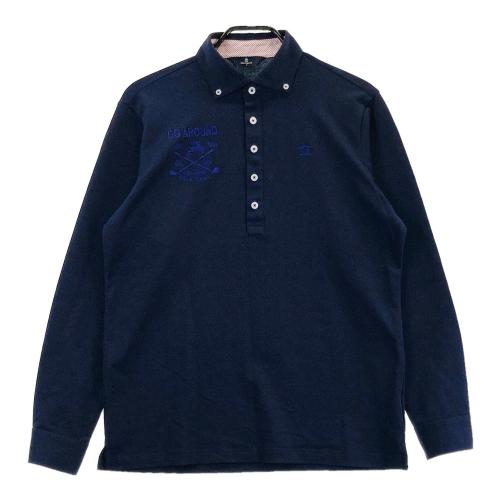 サイズ：L MUNSING WEAR マンシングウェア  長袖ポロシャツ ボタンダウン  ネイビー系 [240101433674] ゴルフウェア メンズ ストスト MUNSING WEAR マンシングウェア 長袖ポロシャツ ボタンダウン