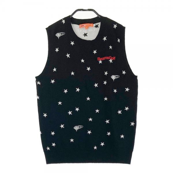 BEAMS GOLF ビームスゴルフ ニットベスト 星柄 スター ブラック
