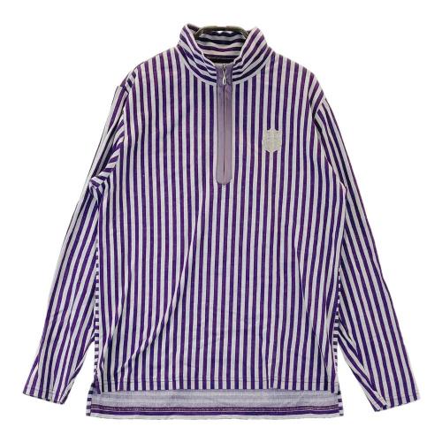 サイズ：L BEAMS GOLF ビームスゴルフ  ハーフジップ長袖Tシャツ ストライプ柄 パープル系 [240101433978] ゴルフウェア レディース ストスト BEAMS GOLF ビームスゴルフ ハーフジップ 長袖Tシャツ