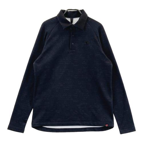 サイズ：6 NEW BALANCE GOLF ニューバランス  長袖ポロシャツ 裏起毛 ロゴ総柄 ブルー系 [240101427148] ゴルフウェア メンズ ストスト NEW BALANCE GOLF ニューバランス 長袖ポロシャツ 裏起毛 ロゴ総