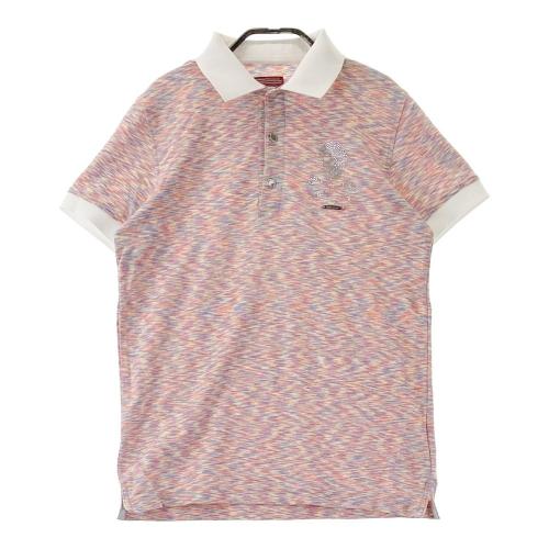 MARK＆LONAオレンジ　半袖ポロシャツ スカル刺繍 MARK＆LONAオレンジ半袖ポロシャツ スカル刺繍