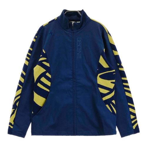 サイズ：M DESCENTE GOLF デサントゴルフ  切替 ジップジャケット 総柄 ネイビー系 [240101434582] ゴルフウェア メンズ ストスト DESCENTE GOLF デサントゴルフ 切替 ジップジャケット 総柄