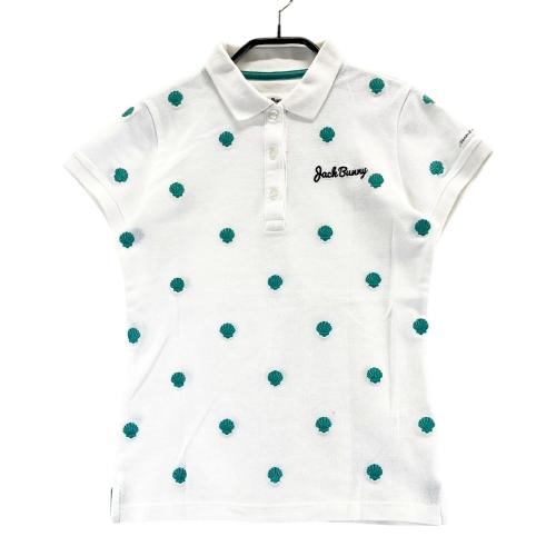 ○★新品未使用　JACK BUNNY　総柄ポロシャツ　2　ホワイト JACK BUNNY ジャックバニー 半袖ポロシャツ 総柄 ホワイト系 サイズ：2