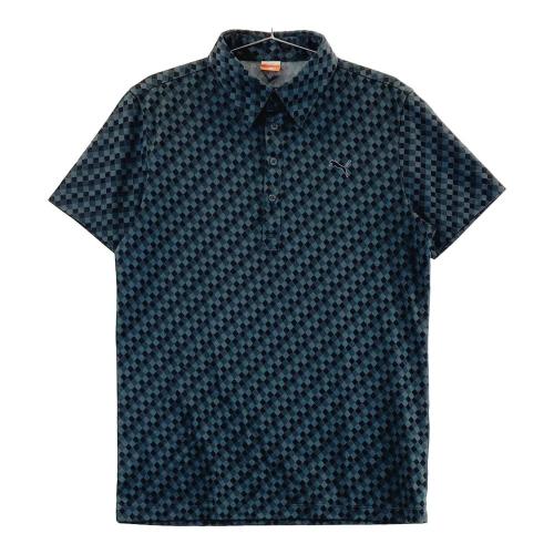 PUMA GOLF プーマ パイナップル 総柄 半袖 ポロシャツ ゴルフ ウェア PUMA GOLF プーマゴルフ 半袖ポロシャツ 総柄 グレー系 サイズ
