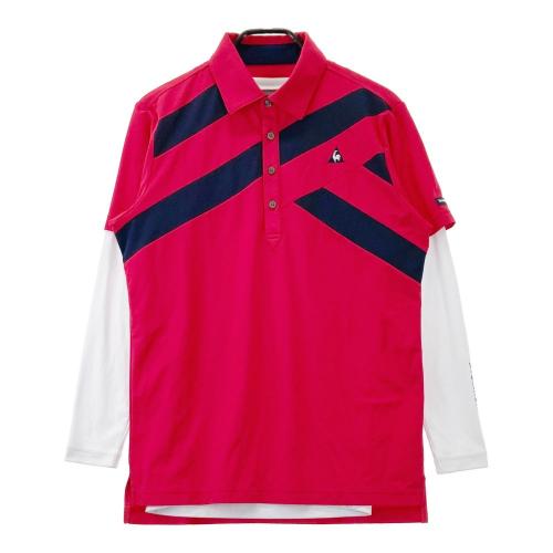 サイズ：M LE COQ GOLF ルコックゴルフ  インナー付 半袖ポロシャツ  レッド系 [240101434068] ゴルフウェア メンズ ストスト LE COQ GOLF ルコックゴルフ インナー付 半袖ポロシャツ レッド