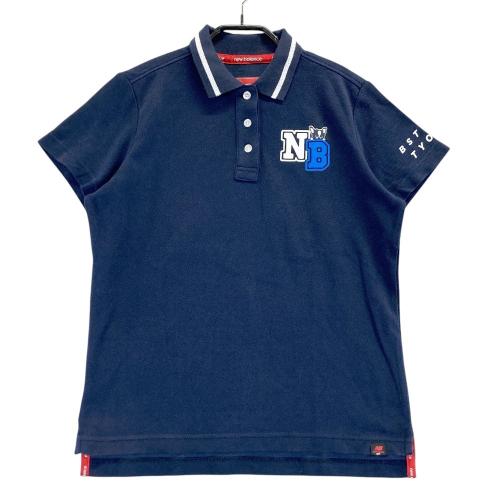 サイズ：5 NEW BALANCE GOLF ニューバランス  半袖ポロシャツ 総柄 ネイビー系 [240101287663] ゴルフウェア メンズ ストスト NEW BALANCE GOLF ニューバランス 半袖ポロシャツ ロゴ総柄