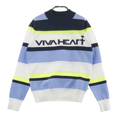 サイズ：40 VIVA HEART ビバハート  ウール混 ニット　セーター  ブルー系 [240101419426] ゴルフウェア レディース ストスト VIVA HEART ビバハート ウール混 ニット セーター ブルー系