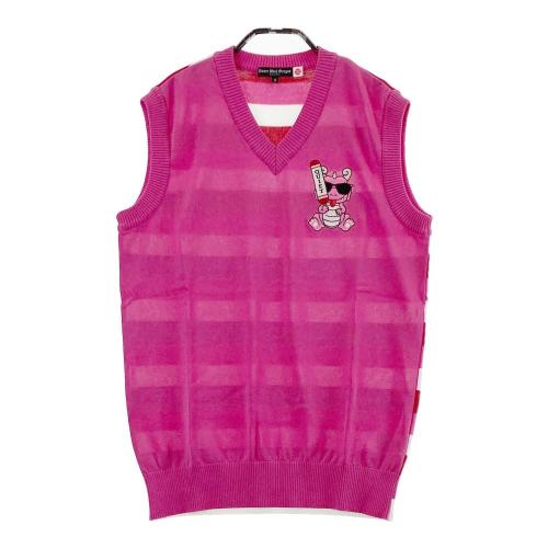 DANCE WITH DRAGON フード付ニットベスト チビドラ ボーダー柄 DANCE WITH DRAGON ダンスウィズドラゴン Vネック ニットベスト