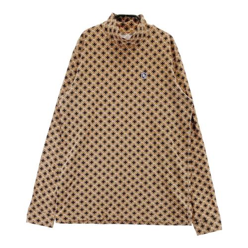 サイズ：6 PEARLY GATES パーリーゲイツ  ハイネック 長袖Tシャツ ロゴ総柄 ブラウン系 [240101435936] ゴルフウェア メンズ ストスト PEARLY GATES パーリーゲイツ ハイネック 長袖Tシャツ ロゴ総柄