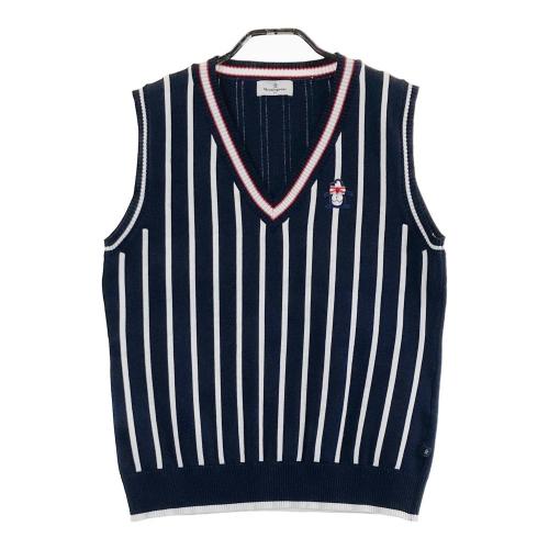 MUNSING WEAR マンシングウェア ニットベスト ストライプ柄 ネイビー系