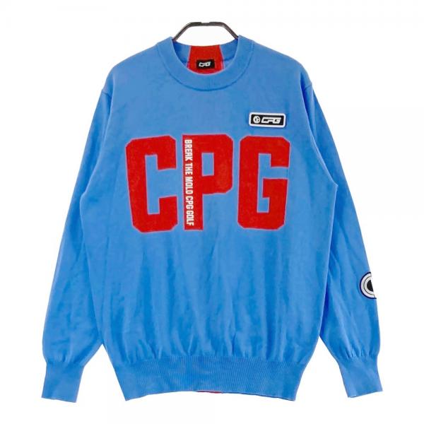 美品 CPG シーピージーゴルフ ウール混 ニット セーター ロゴ 柄 2 CPG GOLF シーピージーゴルフ ウール混 ニットセーター ロゴ柄