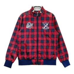 サイズ：LL FILA GOLF フィラゴルフ  ジップジャケット チェック レッド系 [240101438199] ゴルフウェア メンズ ストスト FILA GOLF フィラゴルフ ジップジャケット チェック レッド系