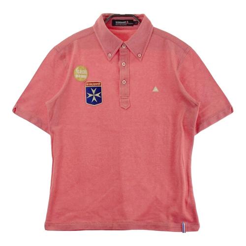 サイズ：M LE COQ GOLF ルコックゴルフ  インナー付 半袖ポロシャツ  レッド系 [240101434068] ゴルフウェア メンズ ストスト LE COQ GOLF ルコックゴルフ インナー付 半袖ポロシャツ レッド