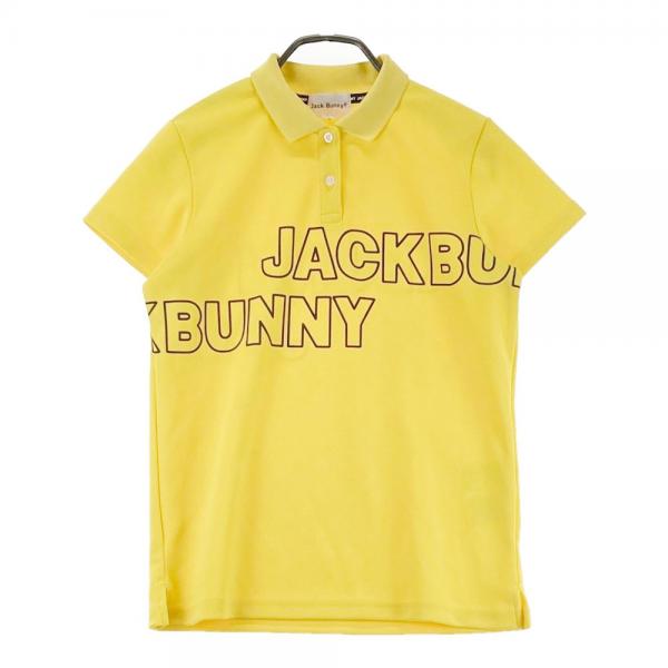 サイズ：1 JACK BUNNY ジャックバニー  半袖ポロシャツ ロゴプリント  イエロー系 [240101438394] ゴルフウェア レディース ストスト JACK BUNNY ジャックバニー 半袖ポロシャツ ロゴプリント