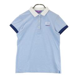 BEAMS GOLF ビームスゴルフ ロゴプリント 半袖ポロシャツ ブルー