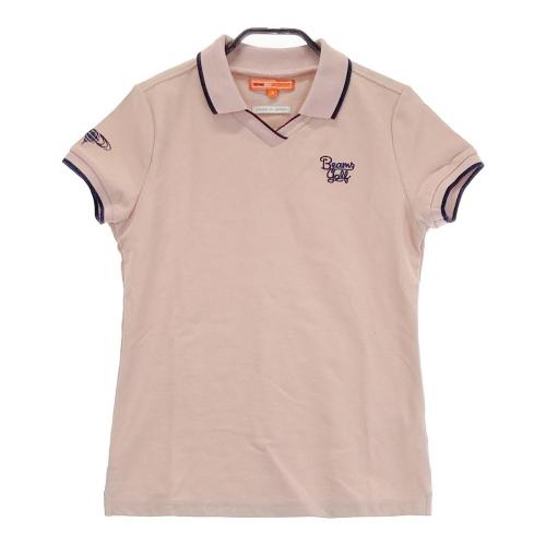 サイズ：M BEAMS GOLF ビームスゴルフ  ハイネック 半袖Tシャツ ロゴ総柄 ピンク系 [240101442433] ゴルフウェア レディース ストスト BEAMS GOLF ビームスゴルフ ハイネック 半袖Tシャツ ロゴ総柄