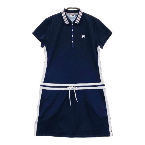 FILA GOLF フィラゴルフ 半袖ポロ ワンピース ボーダー柄 ネイビー系