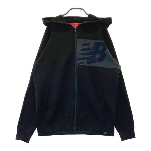 サイズ：7 NEW BALANCE GOLF ニューバランス  ニット ジップパーカー ビックロゴ 総柄 ブラック系 [240101371215] ゴルフウェア メンズ ストスト NEW BALANCE GOLF ニューバランス ニット ジップパーカー