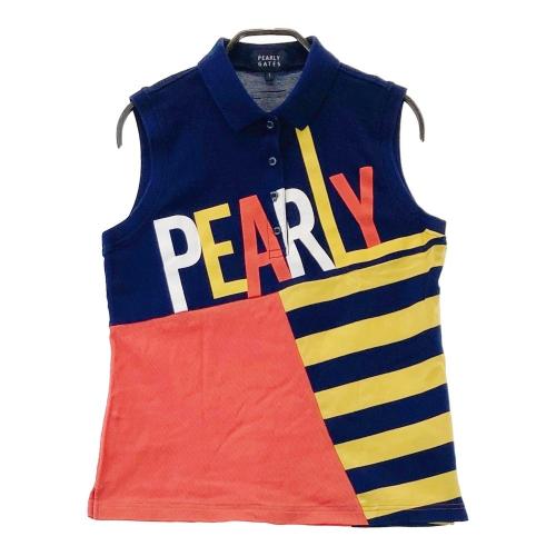 サイズ：1 PEARLY GATES パーリーゲイツ  ノースリーブポロシャツ 総柄 ネイビー系 [240101439160] ゴルフウェア レディース ストスト PEARLY GATES パーリーゲイツ ノースリーブポロシャツ 総柄