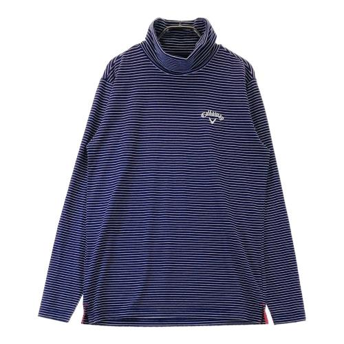サイズ：L CALLAWAY キャロウェイ  タートルネック 長袖ニットセーター ボーダー柄 ネイビー系 [240101462095] ゴルフウェア メンズ ストスト CALLAWAY キャロウェイ タートルネック 長袖ニットセーター