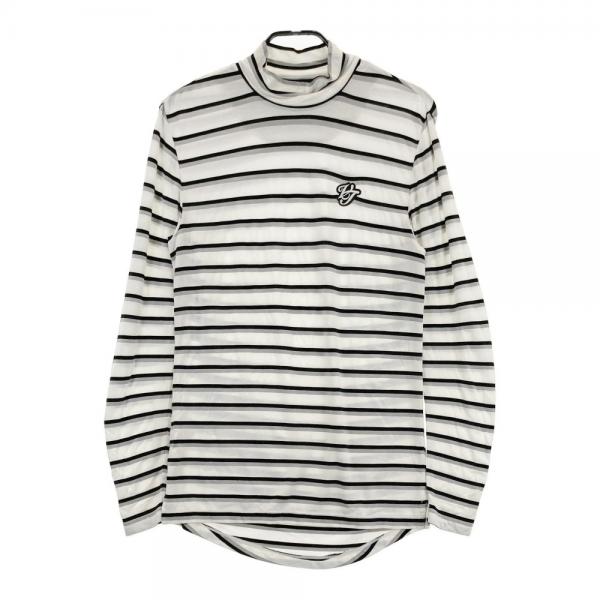 サイズ：M 23区GOLF ニジュウサンクゴルフ  モックネック 長袖Tシャツ ワッペン ボーダー柄 ホワイト系 [240101439654] ゴルフウェア メンズ ストスト 23区GOLF ニジュウサンクゴルフ モックネック 長袖Tシャツ