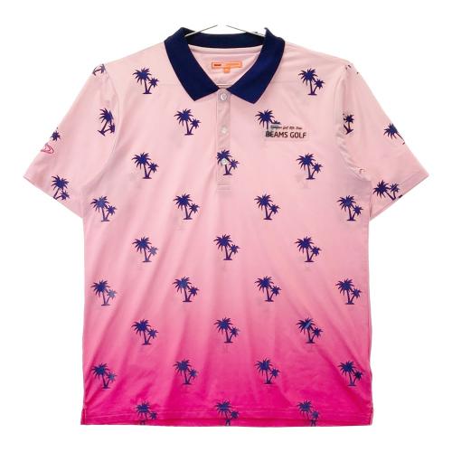 Beamsgolf ピンク ポロシャツ BEAMS GOLF ビームスゴルフ 半袖ポロシャツ 総柄 ピンク系