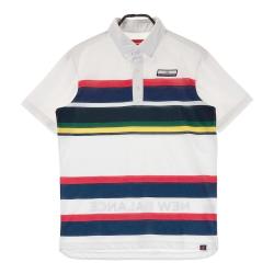 サイズ：7 NEW BALANCE GOLF ニューバランス  半袖ポロシャツ 総柄 ホワイト系 [240101427621] ゴルフウェア メンズ ストスト NEW BALANCE GOLF ニューバランス 半袖ポロシャツ ホワイト系