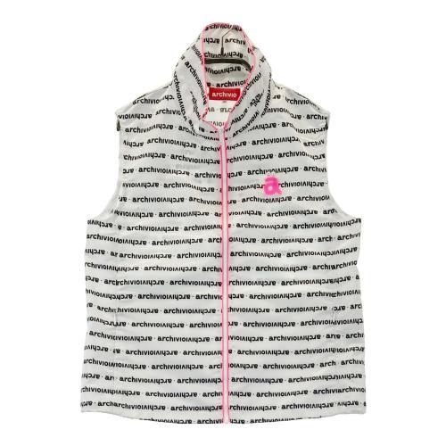 ARCHIVIO アルチビオ フード付 ジップベスト ボーダー柄 ホワイト系