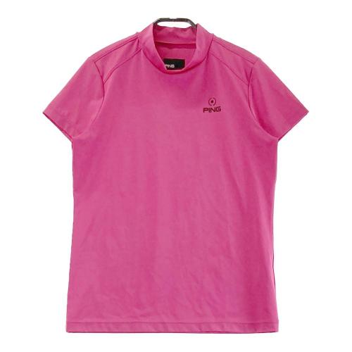 サイズ：1 PEARLY GATES パーリーゲイツ  モックネック 半袖 Tシャツ ヤシ柄 ピンク系 [240101481066] ゴルフウェア レディース ストスト サイズ：1 PEARLY GATES パーリーゲイツ モックネック 半袖 T
