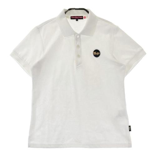 サイズ：3 DANCE WITH DRAGON ダンスウィズドラゴン  半袖ハーフジップTシャツ  ホワイト系 [240101416011] ゴルフウェア レディース ストスト DANCE WITH DRAGON ダンスウィズドラゴン ハーフジップ 半袖Tシャツ