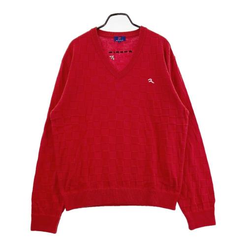 サイズ：4L RODDIO ロッディオ  ニットセーター チェック柄 レッド系 [240101441972] ゴルフウェア メンズ ストスト RODDIO ロッディオ ニットセーター チェック柄 レッド系 サイズ
