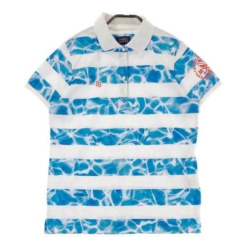 美品　PEARLY GATES ポロシャツ サイズ1 未使用　ボーダー柄 KAZEメッシュ半袖ポロシャツ ＜ロゴボーダー柄＞ | PEARLY GATES