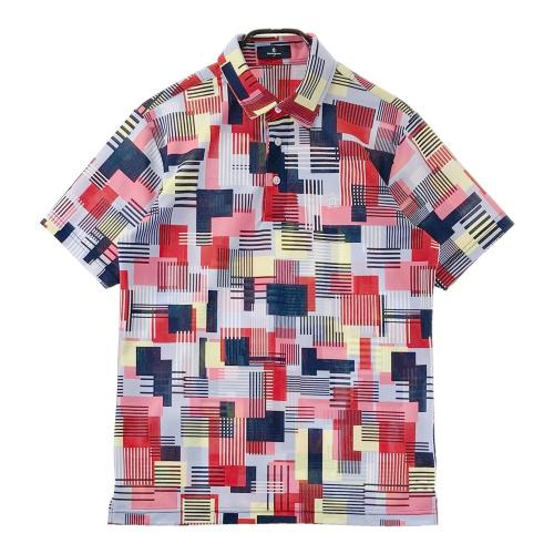 サイズ：M MUNSING WEAR マンシングウェア MGMTJA03 半袖ポロシャツ 総柄 ブルー系 [240101442111] ゴルフウェア メンズ ストスト MUNSING WEAR マンシングウェア MGMTJA03 半袖ポロシャツ 総柄