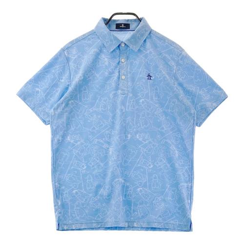 サイズ：M MUNSING WEAR マンシングウェア MGMTJA04 半袖ポロシャツ ボタンダウン 総柄 ネイビー系 [240101442113] ゴルフウェア メンズ ストスト MUNSING WEAR マンシングウェア MGMTJA04 半袖ポロシャツ ボタン