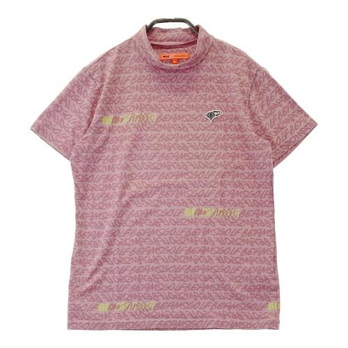 サイズ：M BEAMS GOLF ビームスゴルフ  ハイネック 半袖Tシャツ ロゴ総柄 ピンク系 [240101442433] ゴルフウェア レディース ストスト BEAMS GOLF ビームスゴルフ ハイネック 半袖Tシャツ ロゴ総柄