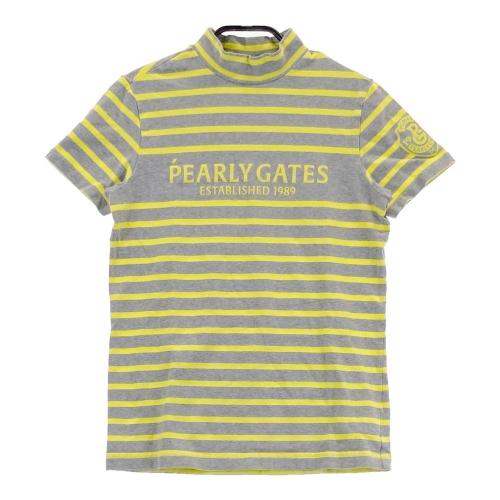 サイズ：0 PEARLY GATES パーリーゲイツ 055-2267704 半袖ハイネックTシャツ ボーダー グレー系 [240101489645] ゴルフウェア レディース ストスト PEARLY GATES パーリーゲイツ 055-2267704 半袖ハイネックT