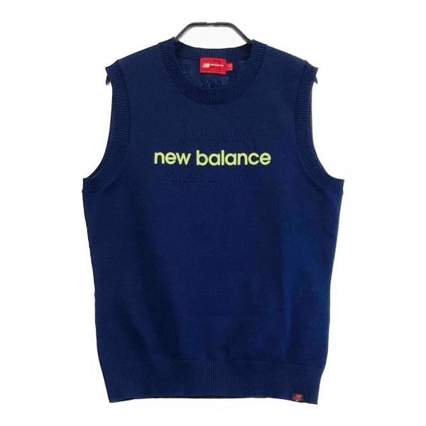 サイズ：1 NEW BALANCE GOLF ニューバランス  ニットベスト バックボーダー柄 ネイビー系 [240101444410] ゴルフウェア レディース ストスト NEW BALANCE GOLF ニューバランス ニットベスト バックボーダー